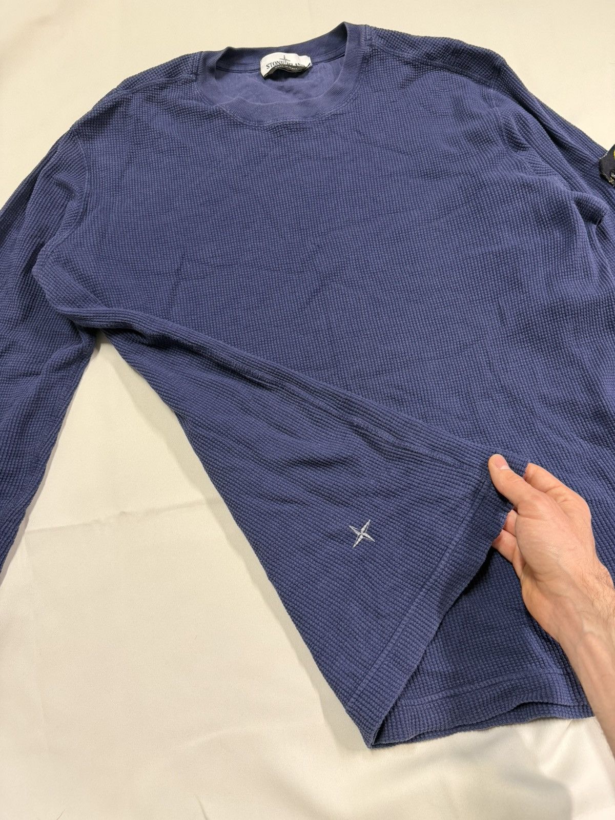 Stone Island Stone Island Waffle Crew Neck Navy Sweatshirt Size US XXL / EU 58 / 5 - 3 Thumbnail