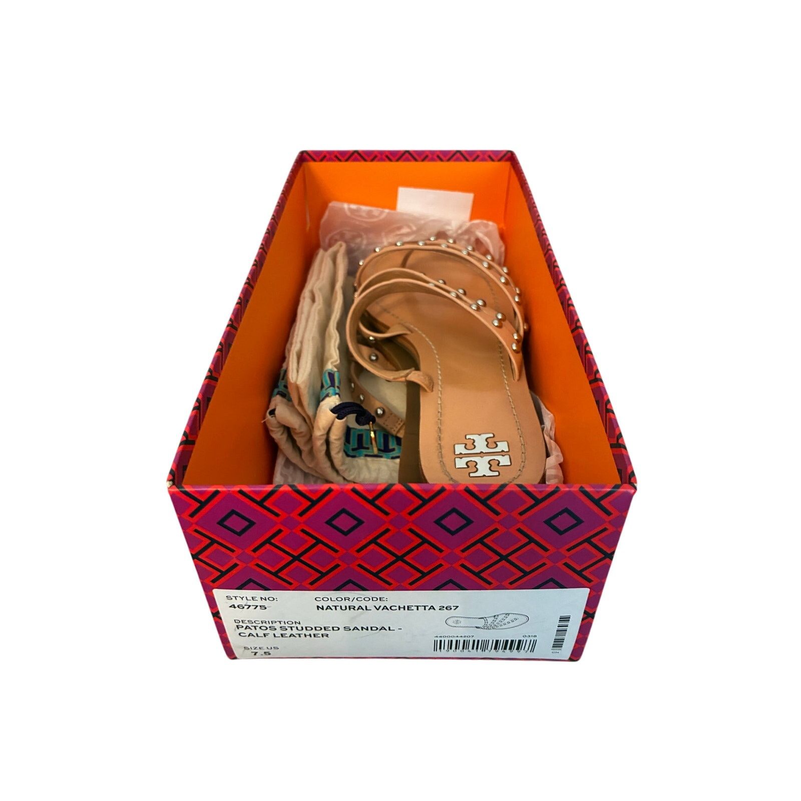 Nwb Tory Burch Patos Studded Leather Thong Sandals Vacation in Brown, Women's (Size 7.5)