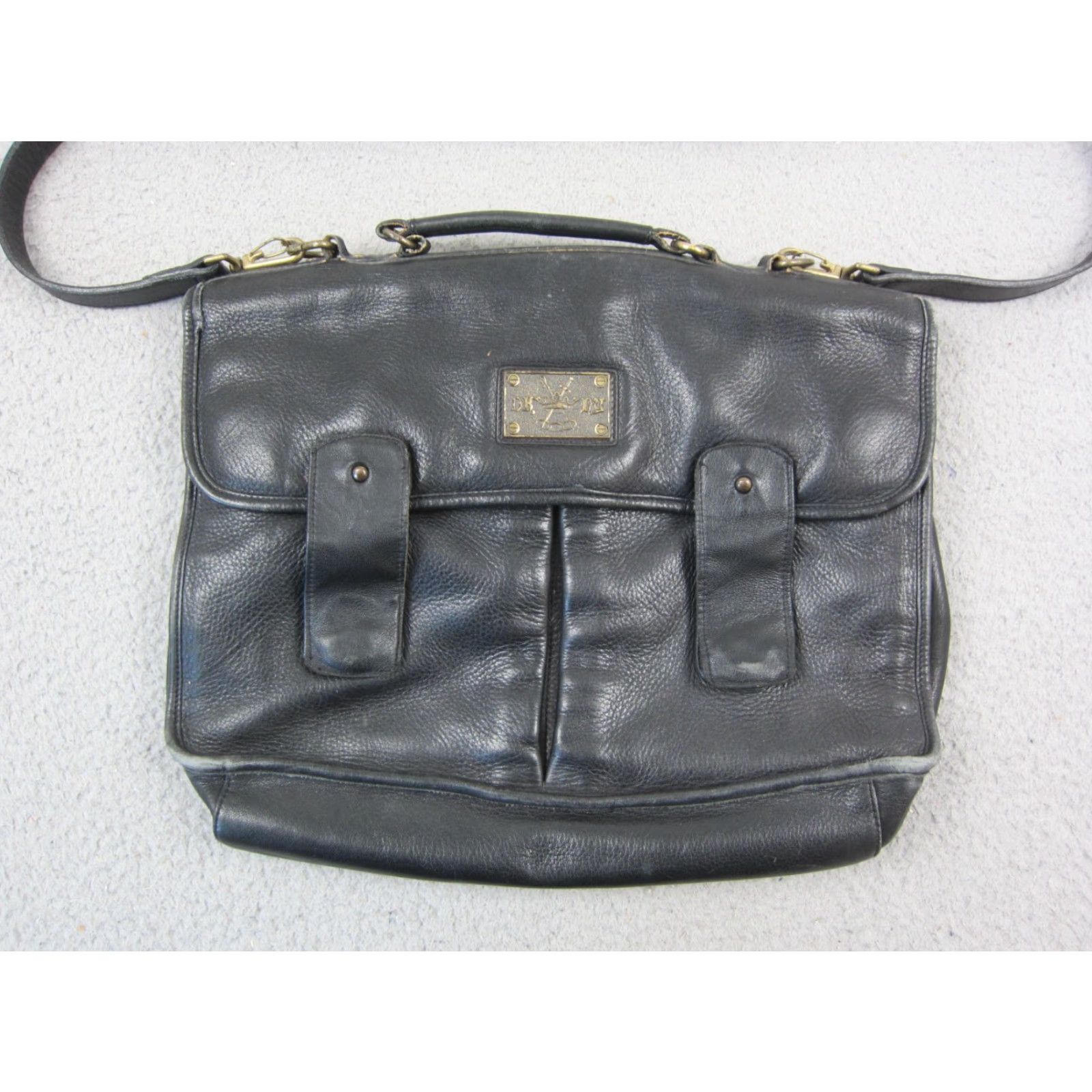 DKNY VINTAGE DKNY Messenger Bag Womens Black Leather Crossbody Satchel Work Classic Size ONE SIZE - 2 Thumbnail
