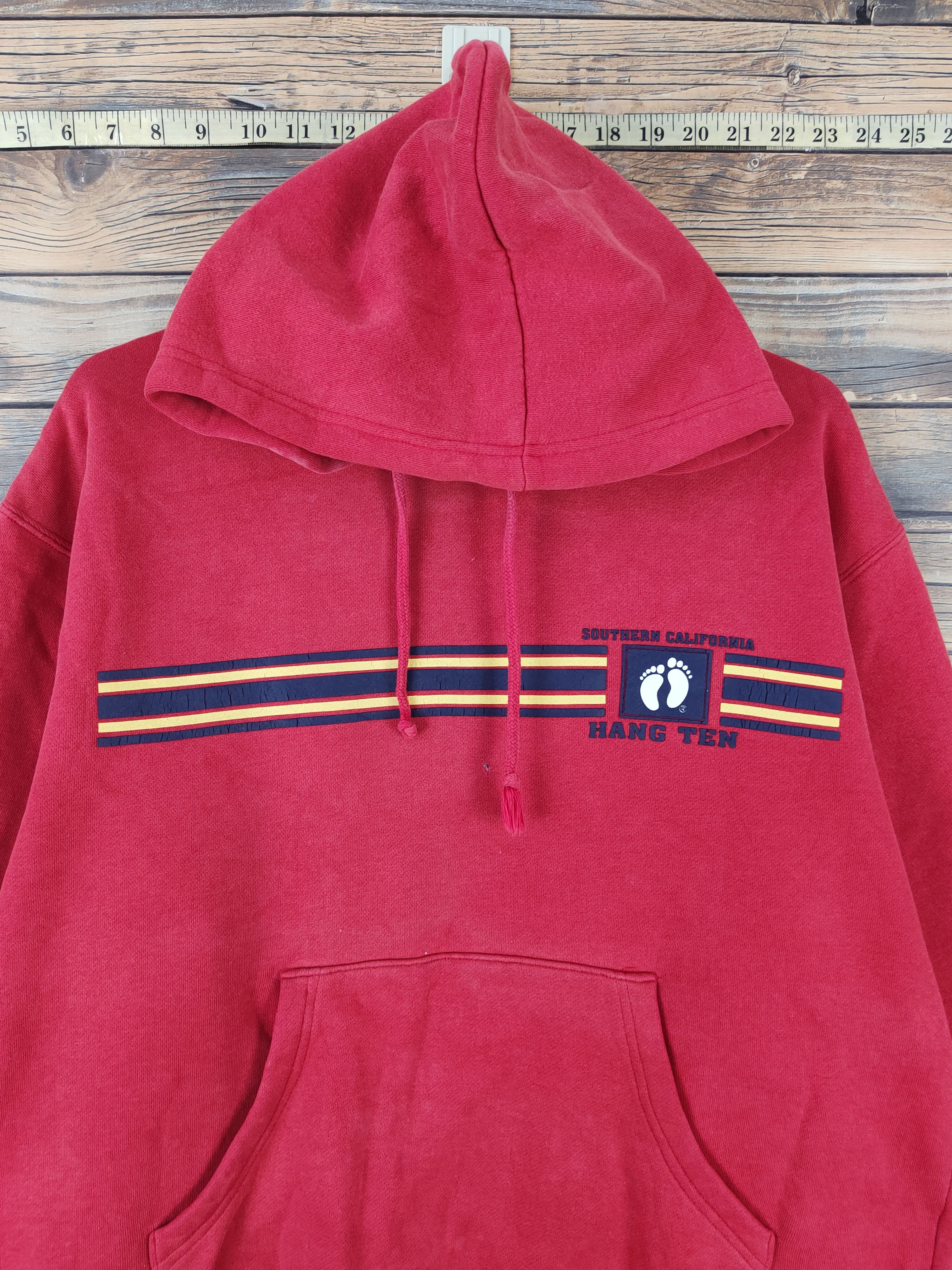 Hang Ten × Japanese Brand × Vintage Hang Ten japan vintage Red Hoodie Sweatshirts #W1129 Size US M / EU 48-50 / 2 - 2 Thumbnail