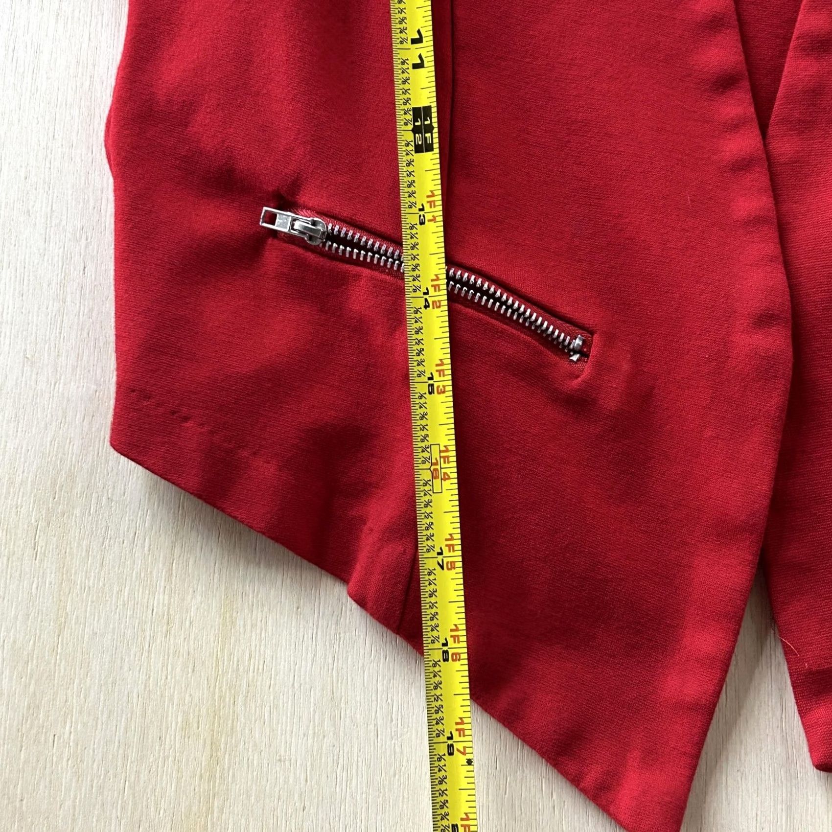 Vintage Y2K Charlotte Russe Blazer Jacket Womens Small Red Collarless Open Zip Knit Jacket Womens Small Red Size S / US 4 / IT 40 - 5 Thumbnail