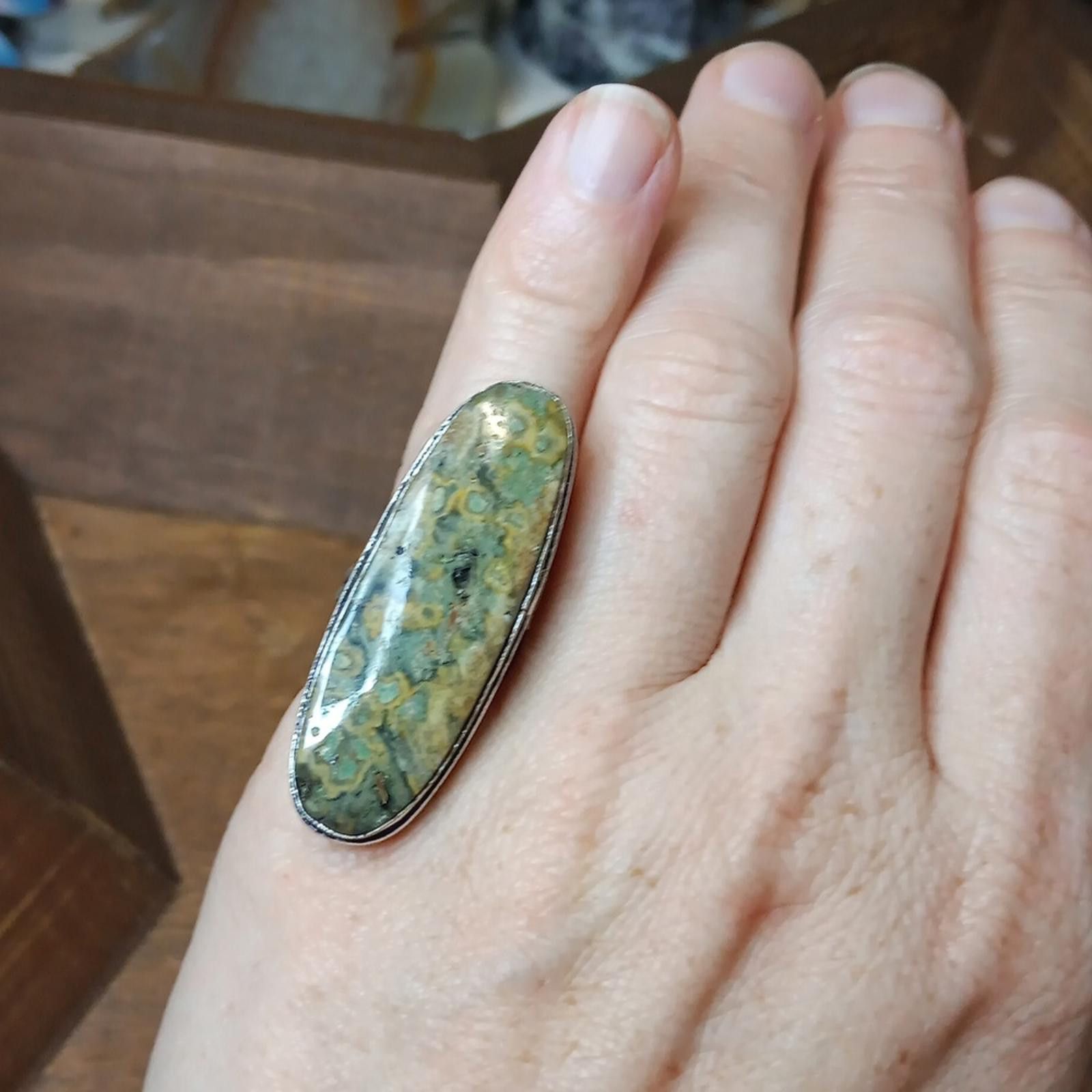 Designer Elegant Green Rainforest Stone Ring Size ONE SIZE - 3 Thumbnail
