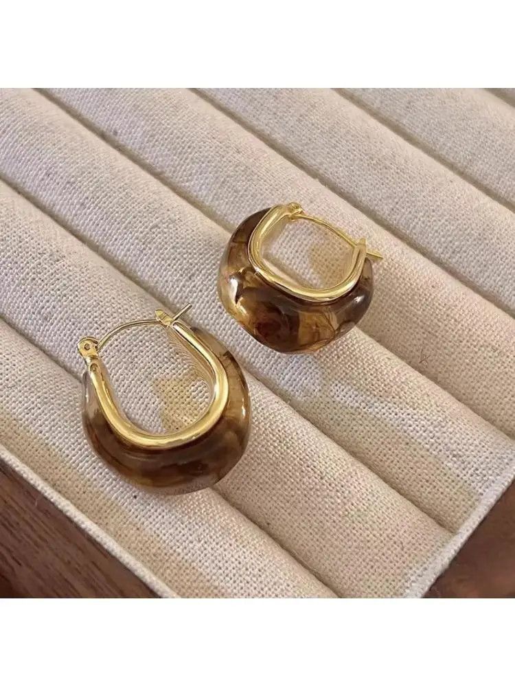 Other Simple Geometric Brown Hoop Earrings Size ONE SIZE - 4 Thumbnail