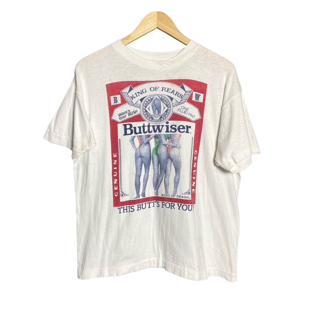 Vintage 90s Buttwiser Parody Art T-Shirt
