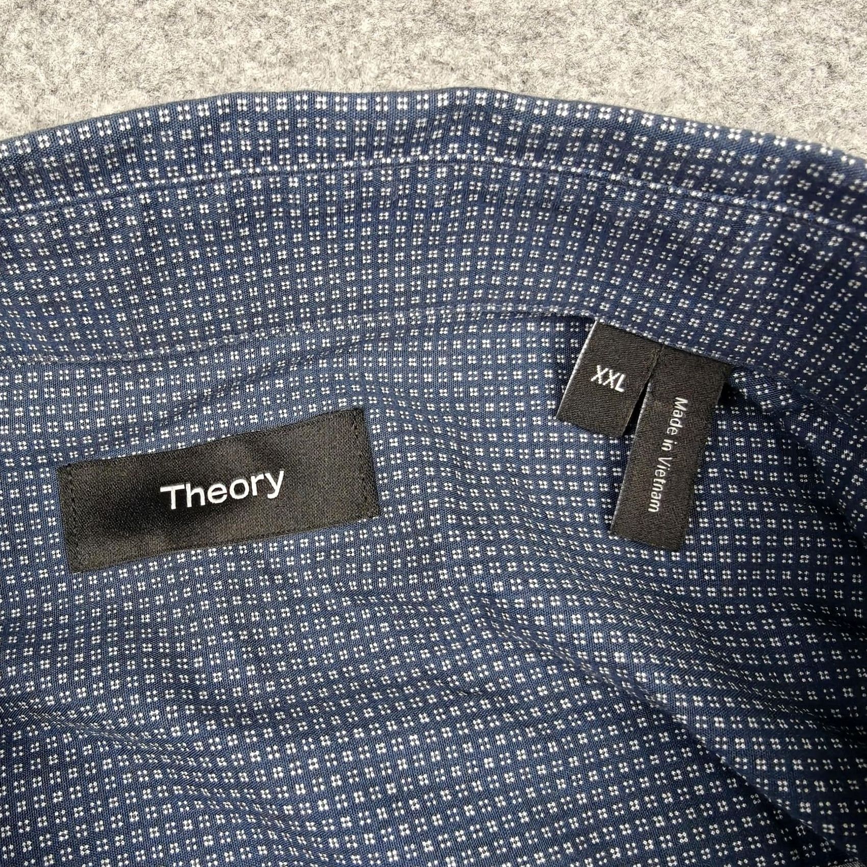 Theory Theory Dress Shirt Mens 2XL Blue Graphic Dot Regular Fit Long Sleeve Button Up Size 48R - 4 Thumbnail
