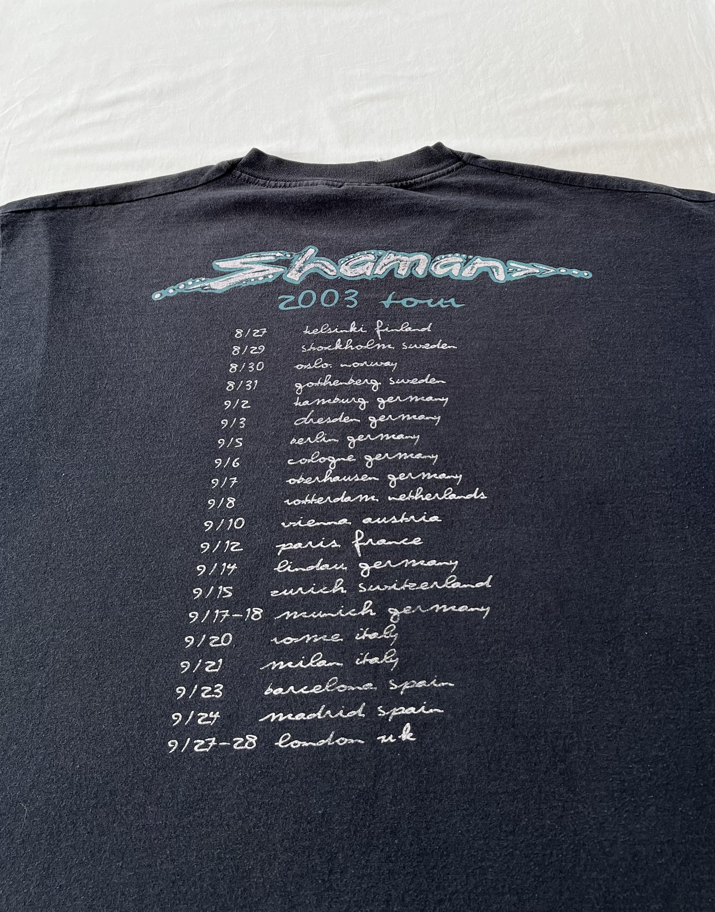 Band Tees Vintage 2003 Carlos Santana Shaman Tour Black T-shirt Size US XL / EU 56 / 4 - 14 Thumbnail
