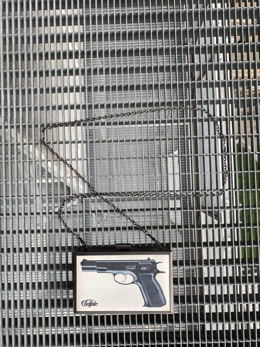 Buffalo Metal Gun Chain Strap Crossbody Bag