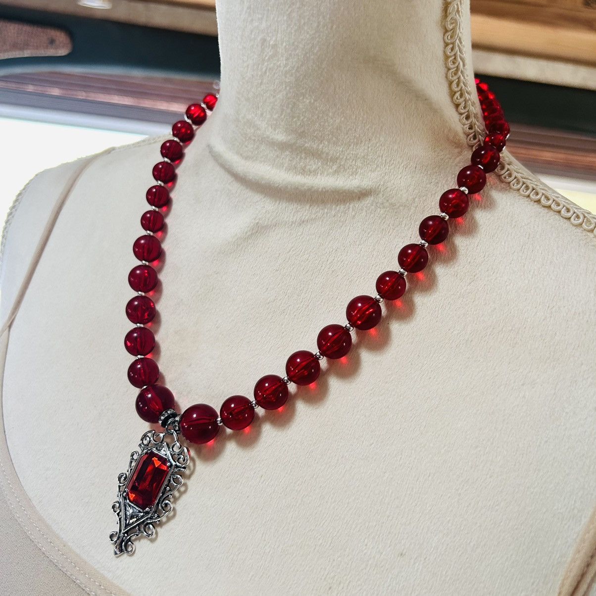 Handmade Handcrafted vintage repurpose red vampire blood necklace Size ONE SIZE - 3 Thumbnail