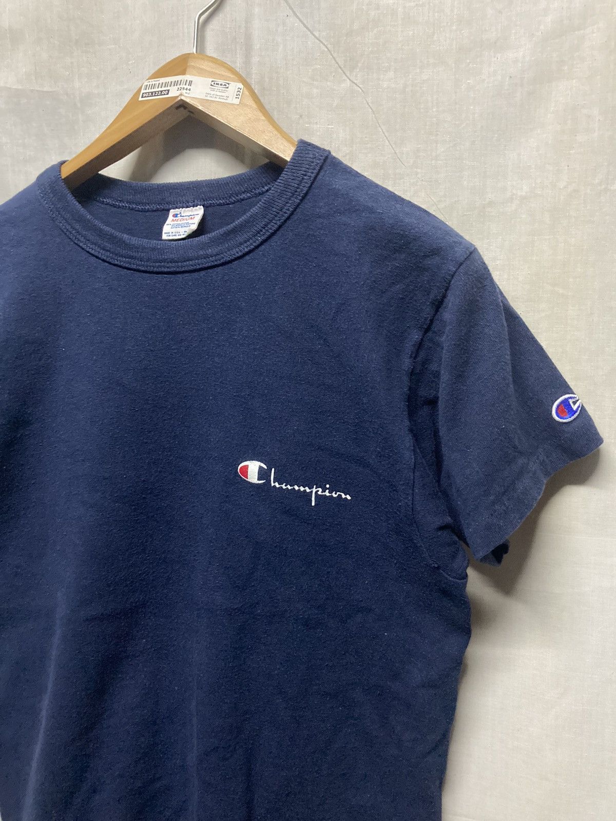 Champion × Vintage Vintage Champion Crewneck Navy Single Stitch Tee Size US M / EU 48-50 / 2 - 2 Thumbnail