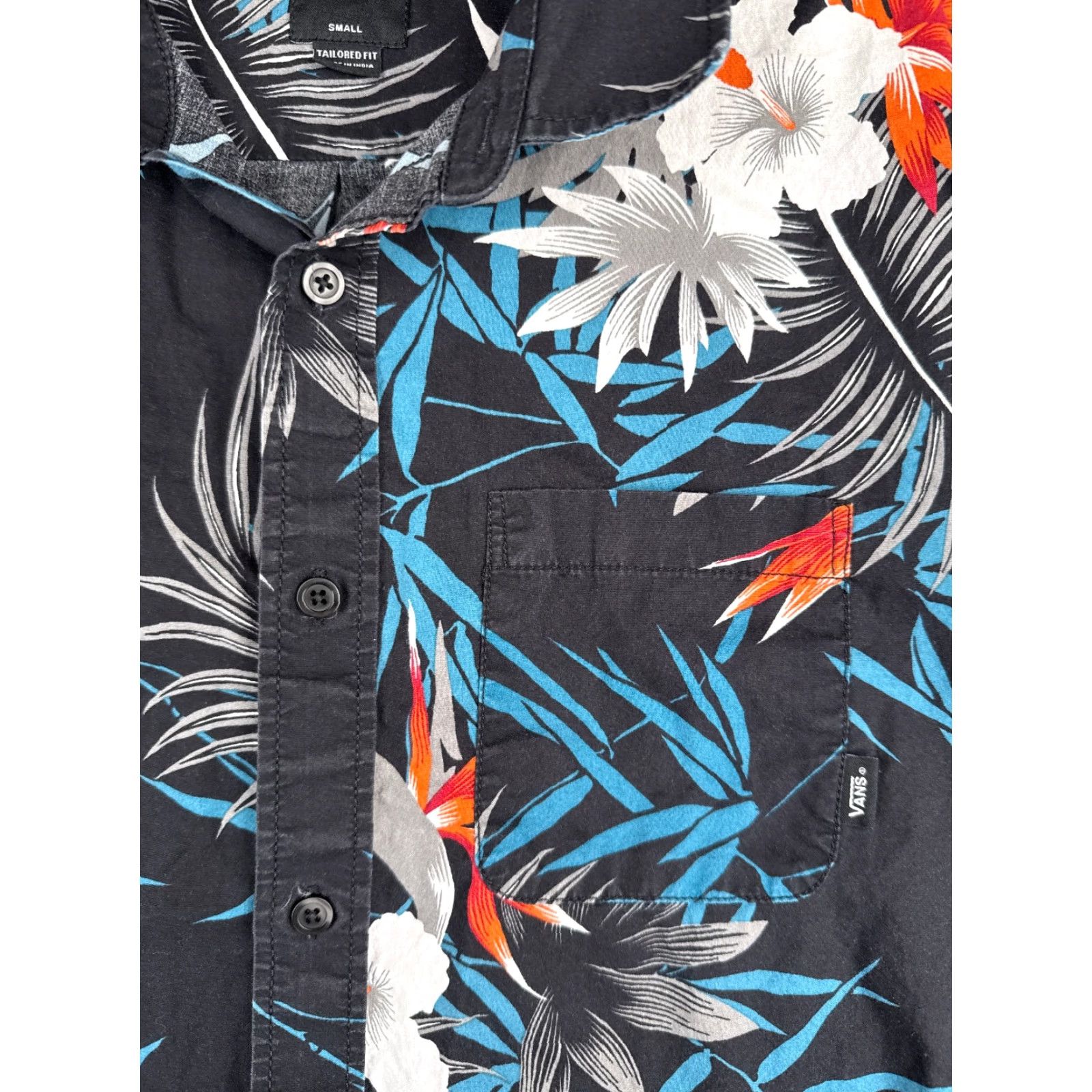 Vans VANS Shirt Men Adult Small Black Floral Leaf Hawaiian Button Up Cotton Mens Size US S / EU 44-46 / 1 - 6 Thumbnail