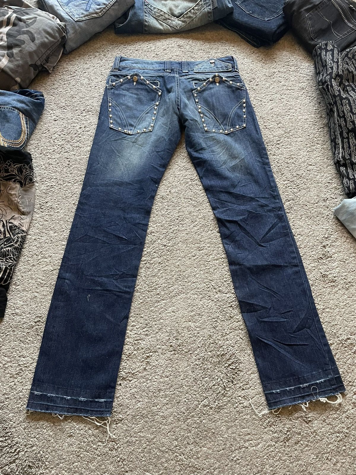 Other Made in italy jeans with studs avant garde denim Size 33" - 3 Thumbnail