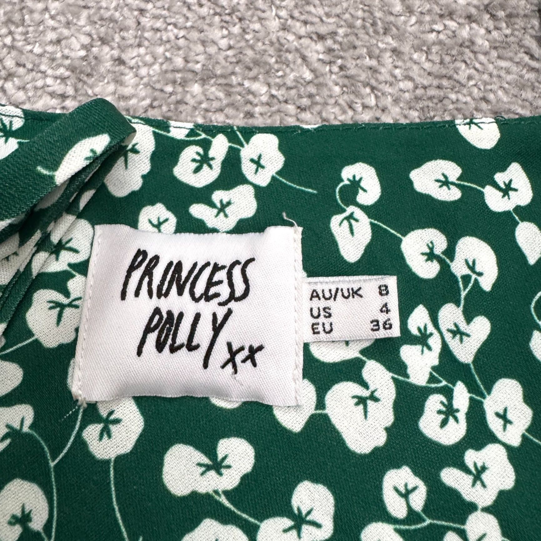PRINCESS POLLY Princess Polly Dress Womens 4 Green White Floral Mini Slip Front Slit Sun Size S / US 4 / IT 40 - 4 Thumbnail