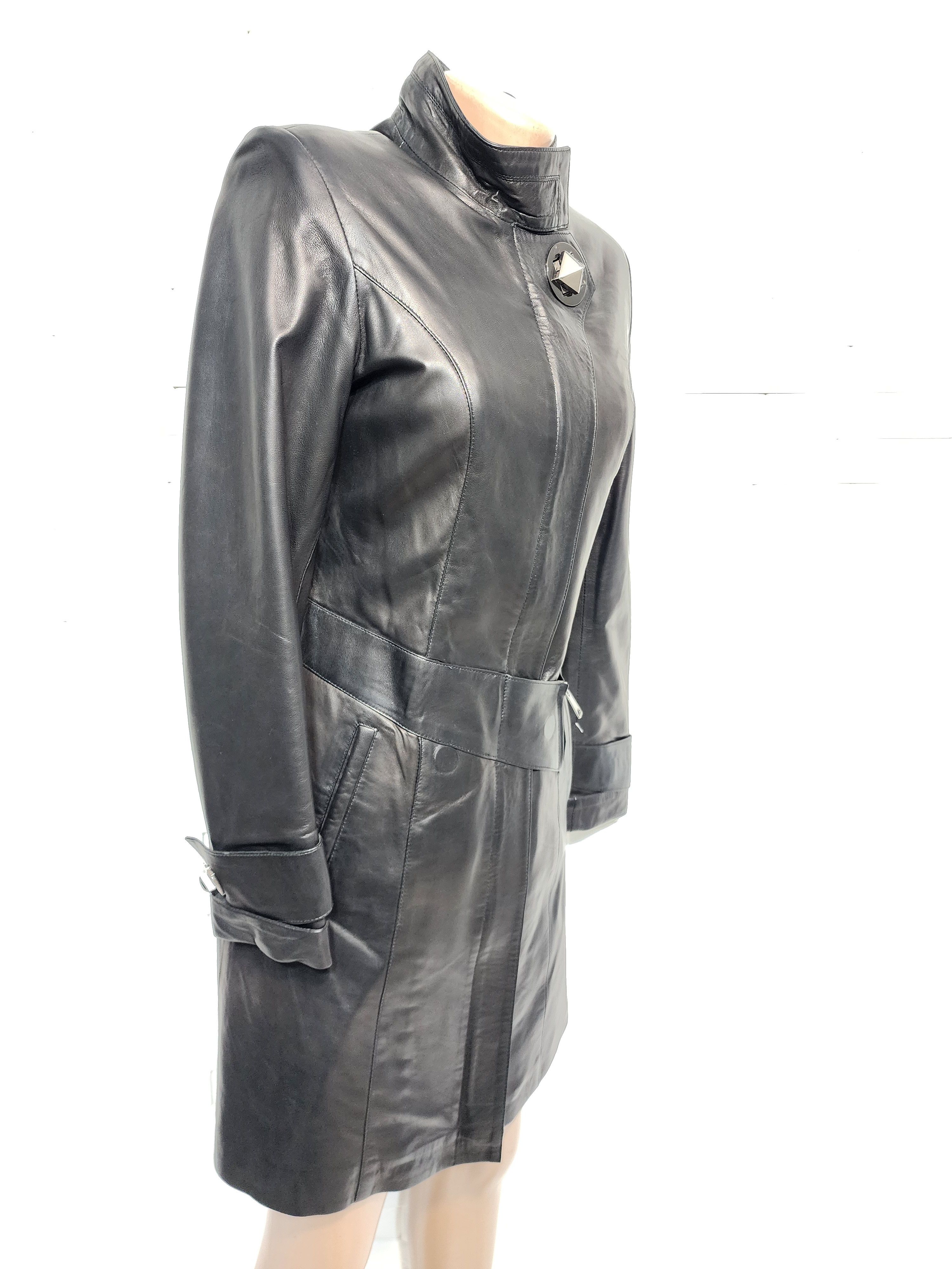 Genuine Leather Black Genuine Leather Jacket: Long Stylish Women's Coat Size S / US 4 / IT 40 - 4 Thumbnail