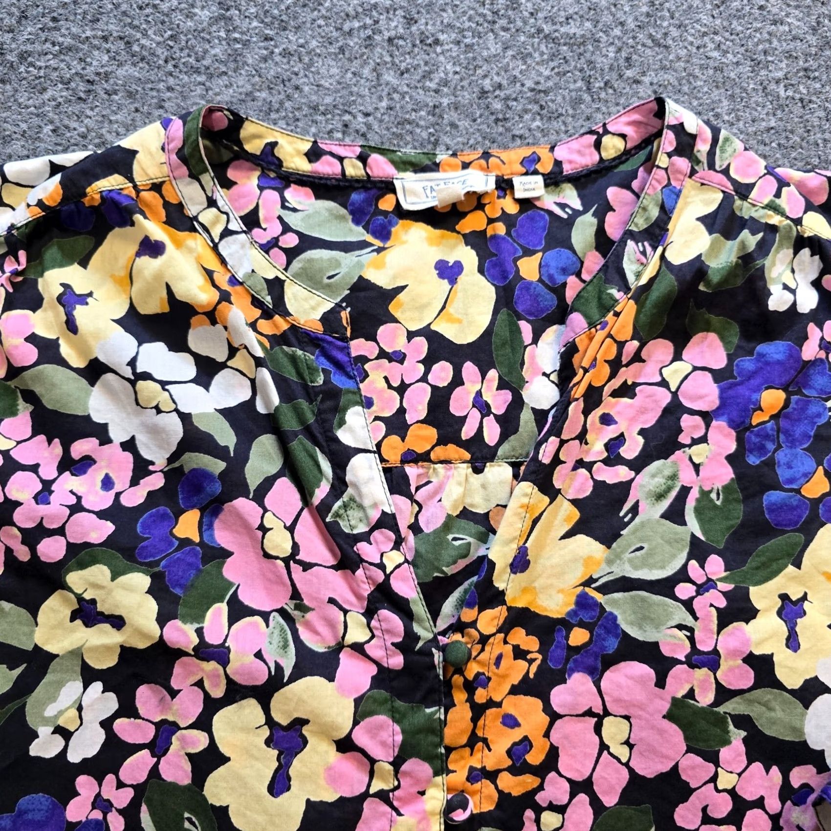 FatFace Fat Face Top Womens Size 10 Pink Floral Retro Popover Lightweight Casual Capsule Shirt Womens Size L / US 10 / IT 46 - 2 Thumbnail