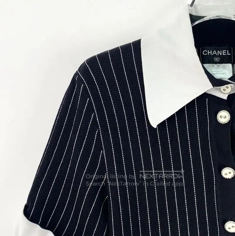 Chanel Chanel Black Cotton Dress with White Accents . Size S / US 4 / IT 40 - 3 Thumbnail