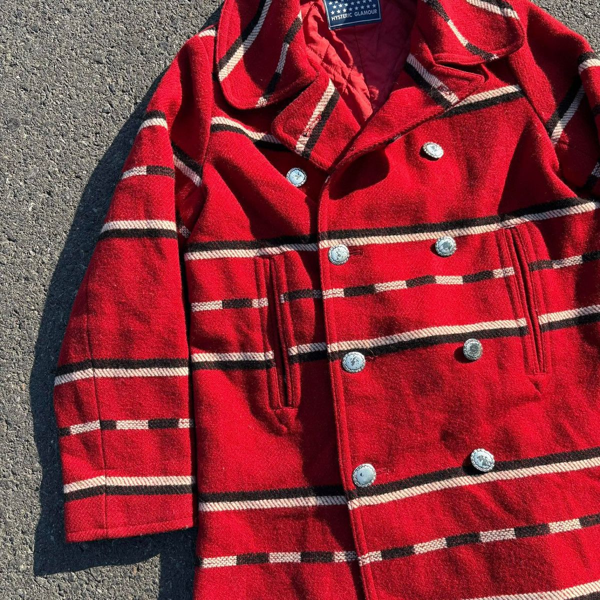Hysteric Glamour Hysteric Glamour Red Stripe Wool Coat Jacket Size S / US 4 / IT 40 - 4 Thumbnail