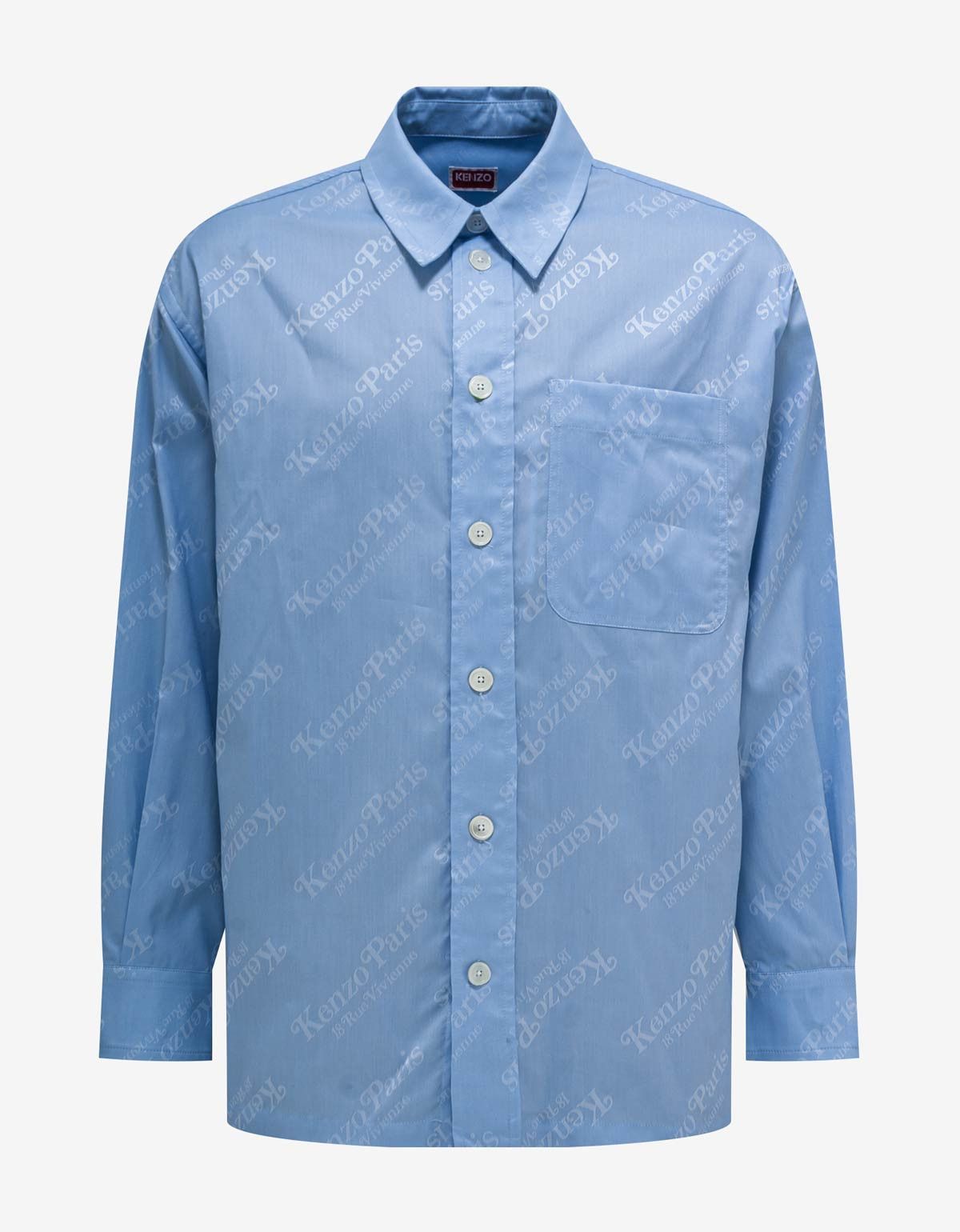 image of 'Kenzo By Verdy' Blue All-Over Logo Overshirt, Men's (Size Small)