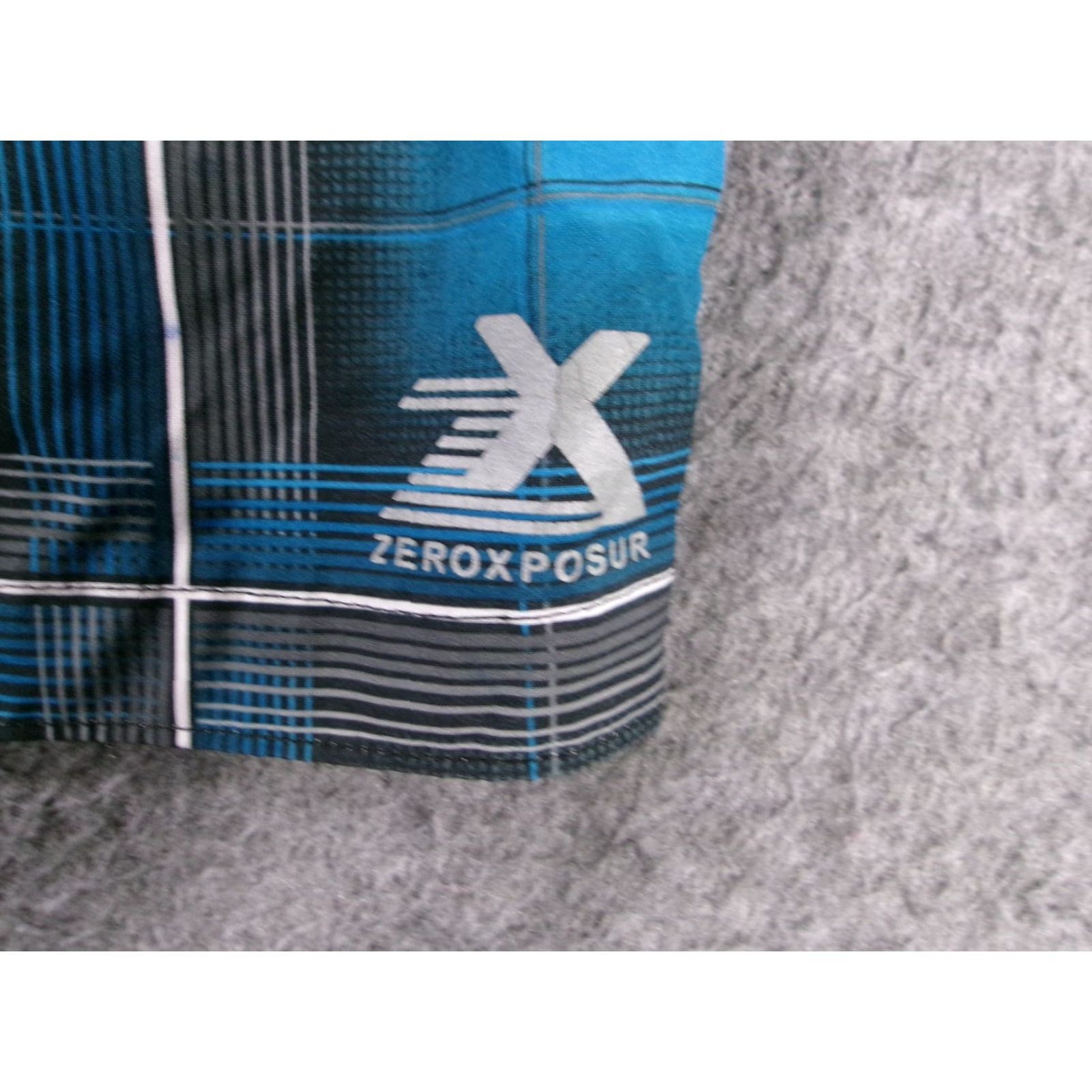 ZeroXposur ZeroXposur Swim Trunks Mens S Blue Plaid Boardshorts Cargo Pocket Elastic Waist Size US 29 - 2 Thumbnail
