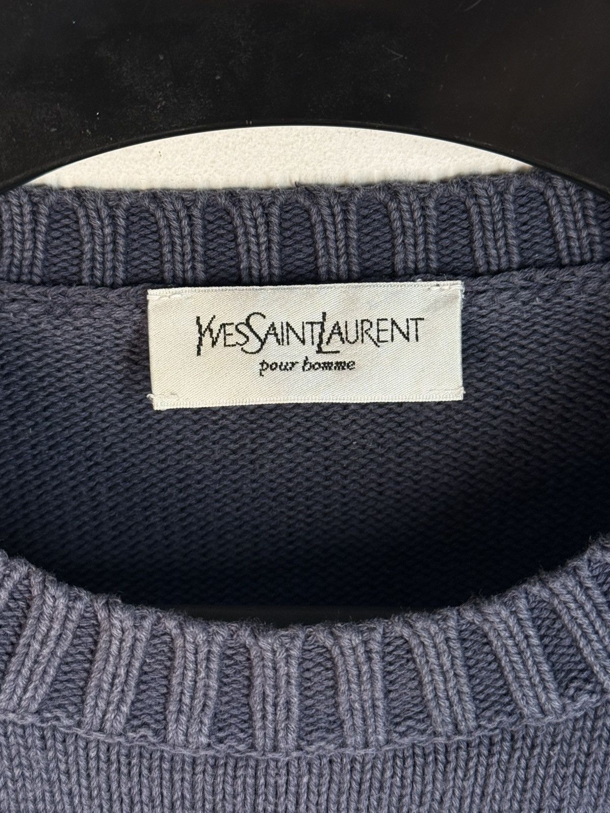 Yves Saint Laurent Royal Blue YSL Sweater Knit Big Logo Vintage Sweatshirt Rare Size US L / EU 52-54 / 3 - 4 Thumbnail