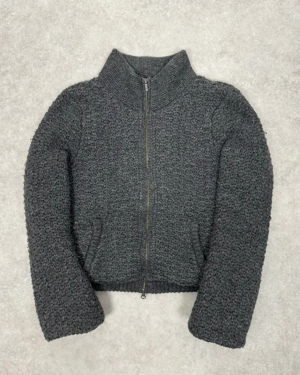 Armani 2000s Armani Grey Waffled Wool Zip-up Sweater Size US S / EU 44-46 / 1 - 1 Thumbnail