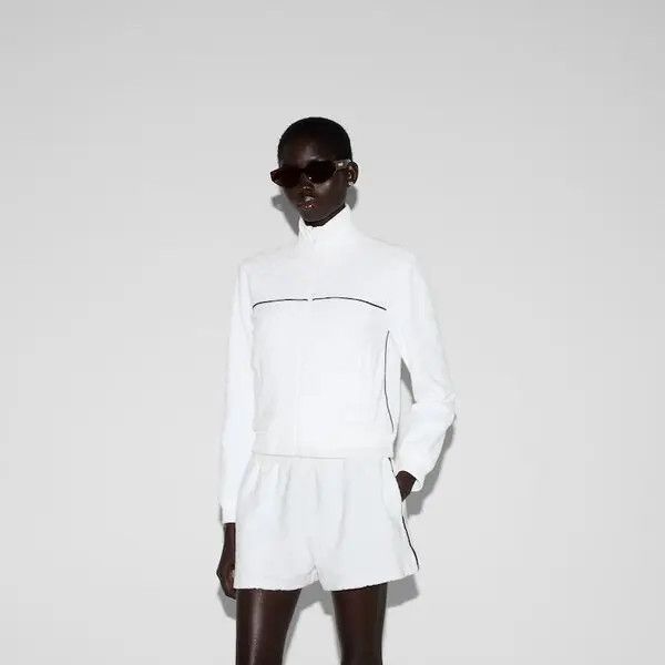 Gucci o1la5ras0526 GG Terrycloth Cotton Zip Sweatshirt in White Size M / US 6-8 / IT 42-44 - 3 Thumbnail