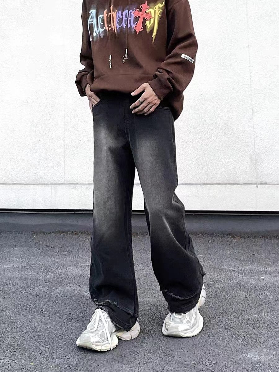 Japanese Brand × Jean Retro high street washed distressed vertical wide leg jeans Size US 34 / EU 50 - 3 Thumbnail