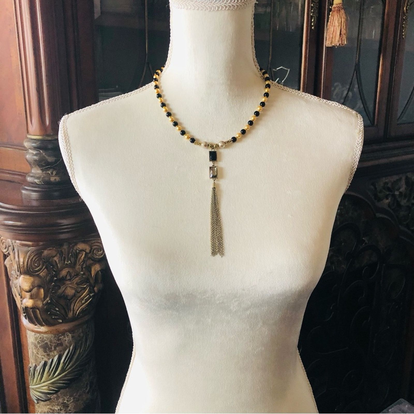 Handmade Handcrafted repurpose chain fringe Pearl necklace Size ONE SIZE - 5 Thumbnail