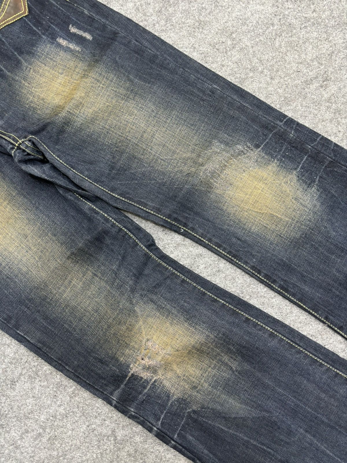 Japanese Brand 💥Flare💥Insane 90s Style Blue Rusty Distressed Denim F561 Size US 30 / EU 46 - 10 Thumbnail