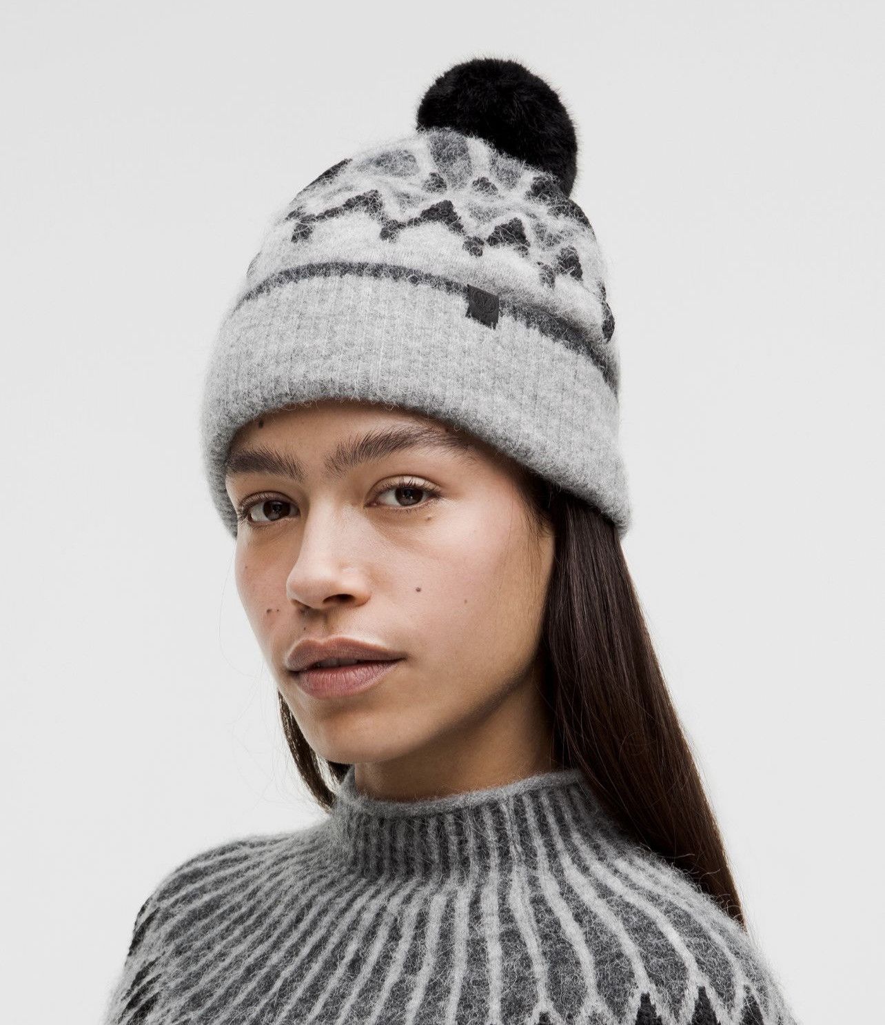 Lululemon Lululemon fair isle Knit Beanie one size color in black Size ONE SIZE - 2 Thumbnail