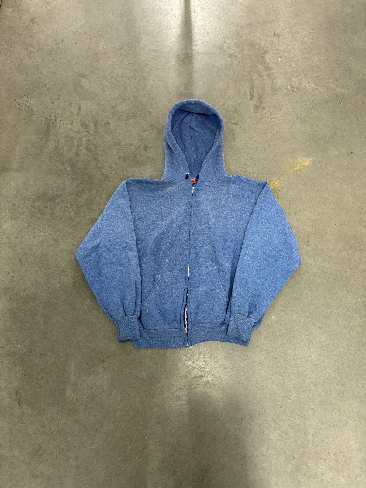 Hanes Blue Blank Full Zip Hoodie YKK Metal Zipper USA Made 80s Size US L / EU 52-54 / 3 - 7 Thumbnail
