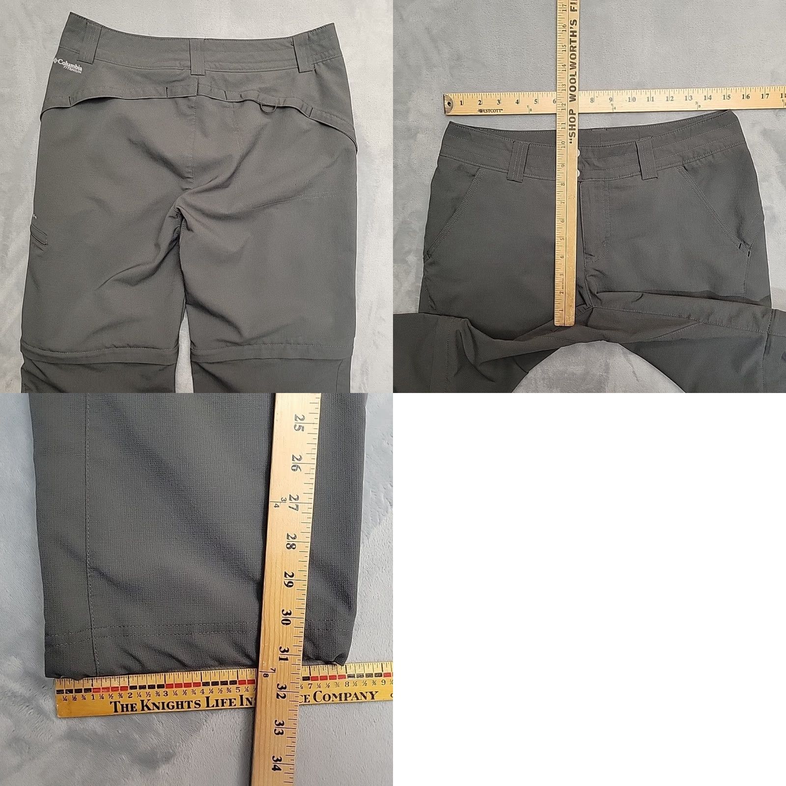 Vintage Columbia Titanium Convertible Pants Womens 8 Gray Outdoor Hiking Performance Quick Dry Pockets Size 30" / US 8 / IT 44 - 8 Thumbnail
