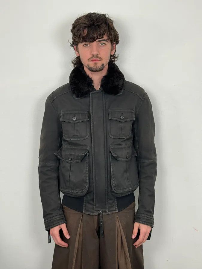 Dsquared2 AW2009 Dsquared2 Black Fur Collar Denim Bomber Jacket Size US M / EU 48-50 / 2 - 2 Thumbnail