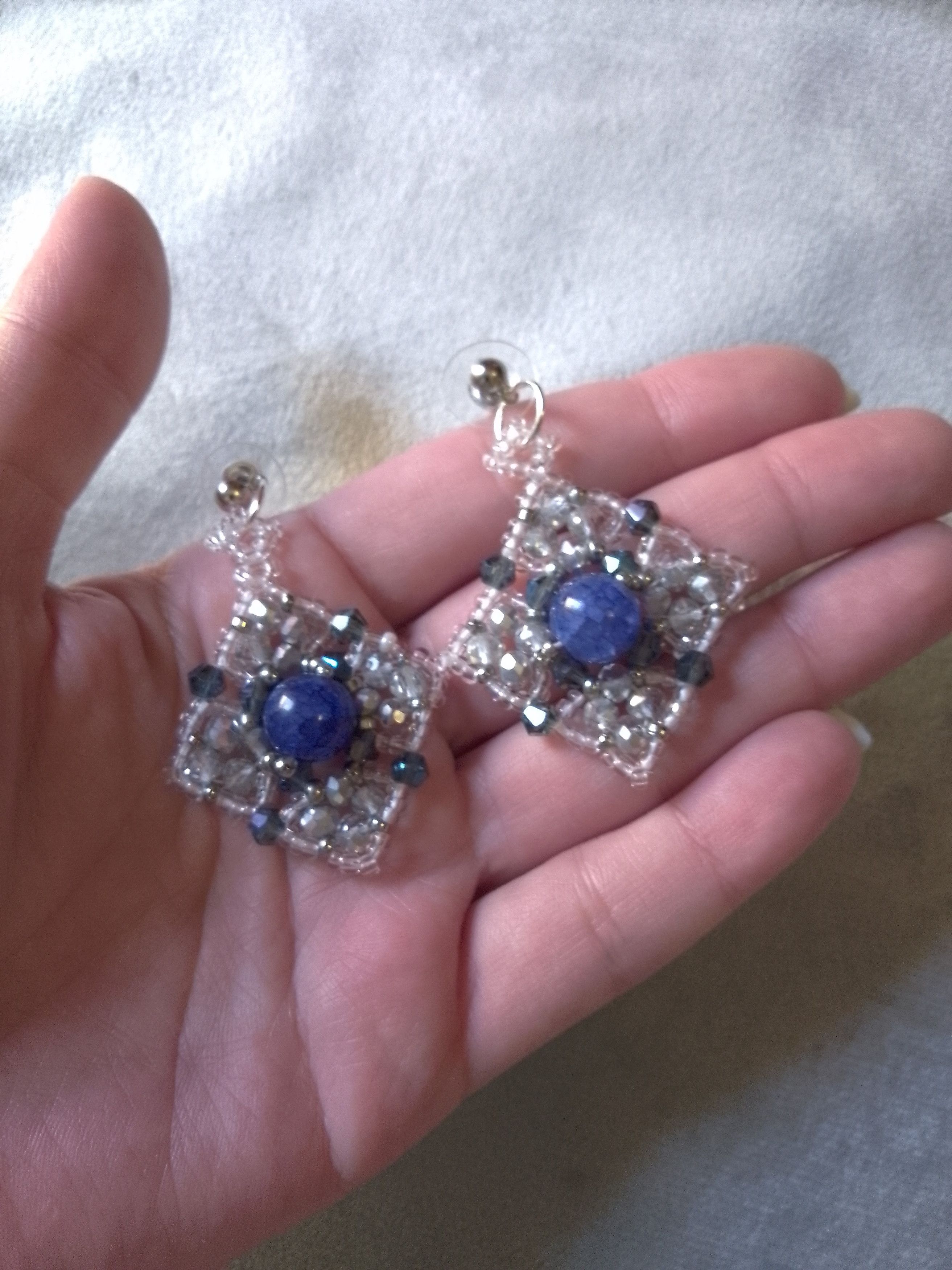Handmade Elegant Earrings Crystal, blue Natural sodalite gemstones Size ONE SIZE - 5 Thumbnail