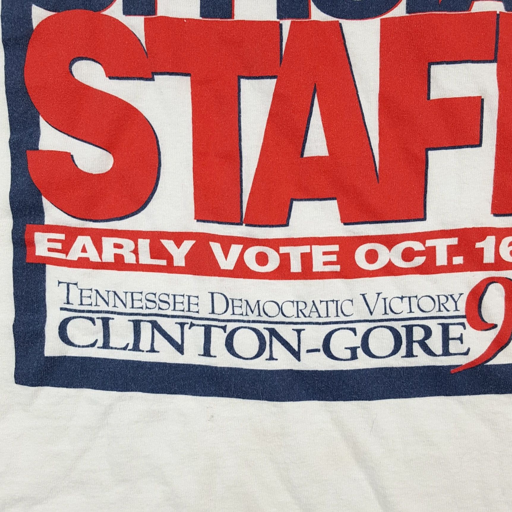 Fruit Of The Loom VINTAGE Bill Clinton Gore President Election XL T Shirt 90s Democrat Vote Fruit of the Loom White Cotton Embroidered Logo Mens Size US XL / EU 56 / 4 - 5 Thumbnail