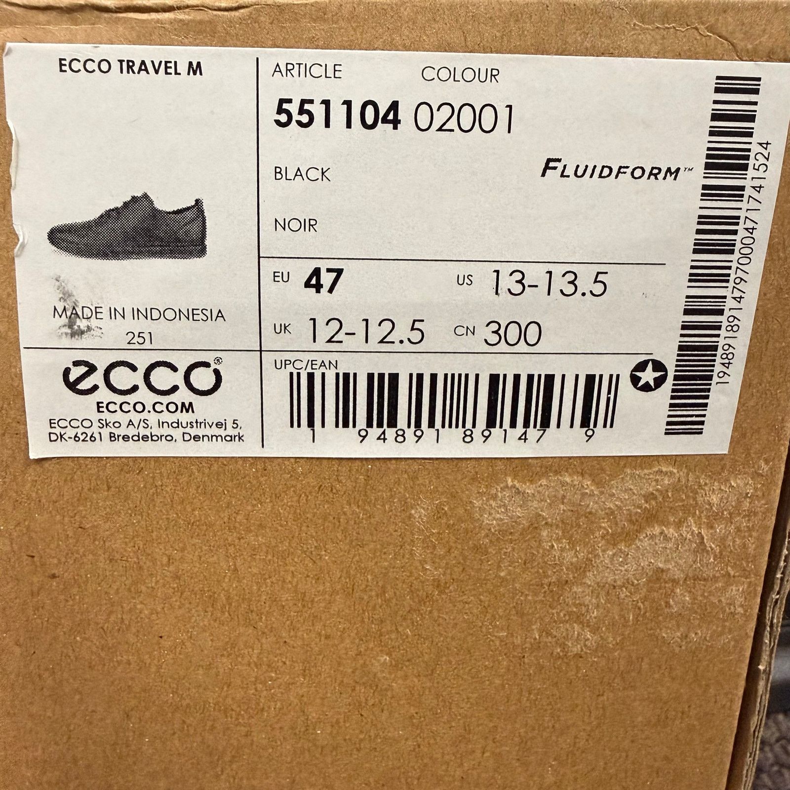 Ecco ECCO MEN'S 47 TRAVEL LACE UP SNEAKER BLACK LEATHER NIB 55110 Size US 13 / EU 46 - 5 Thumbnail
