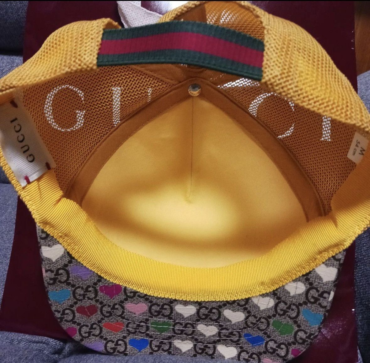 Gucci GUCCI GG CAP monogram heart bage brown yellow M Size ONE SIZE - 2 Thumbnail