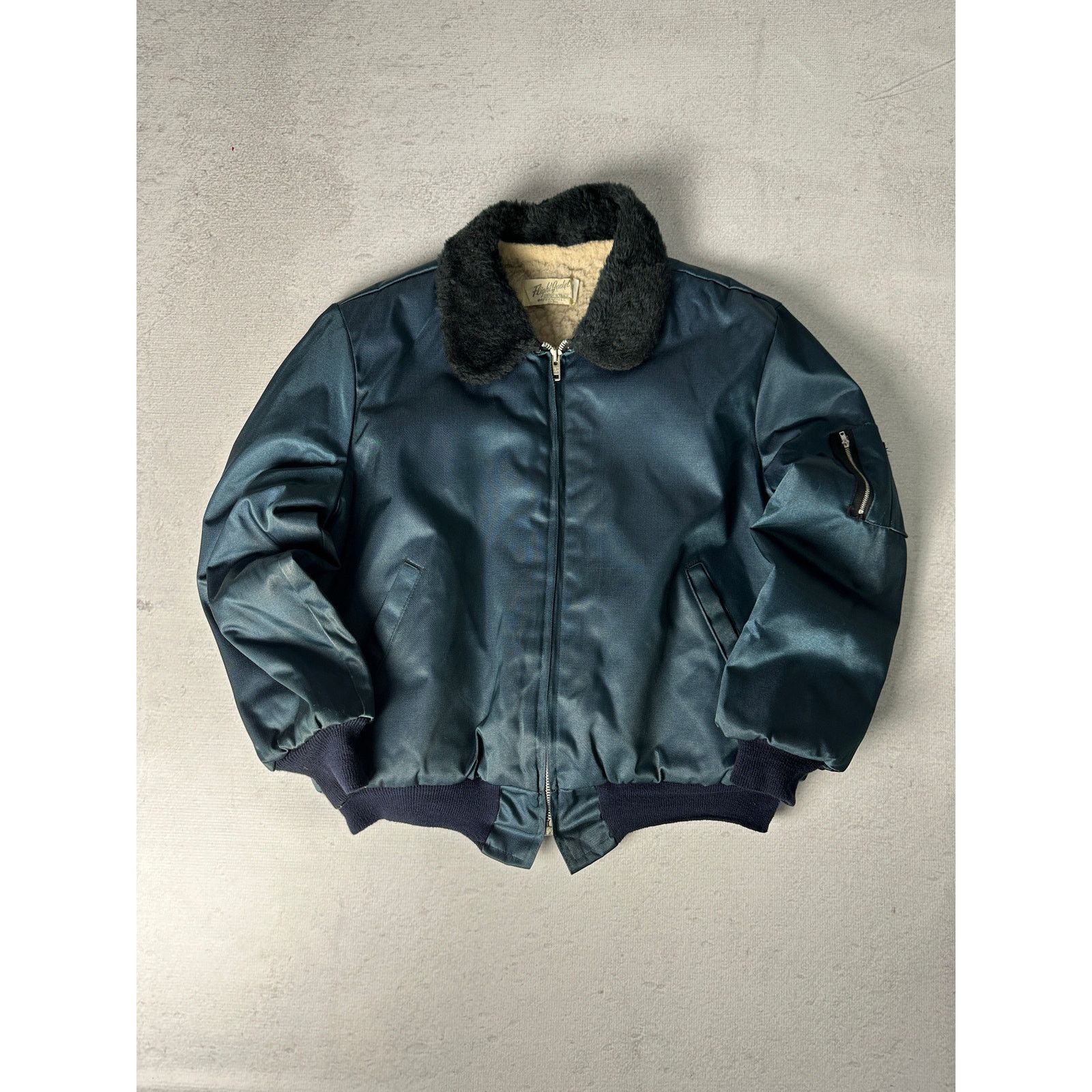 Vintage Sherpa Lined Flight Jacket For Women - XL Size