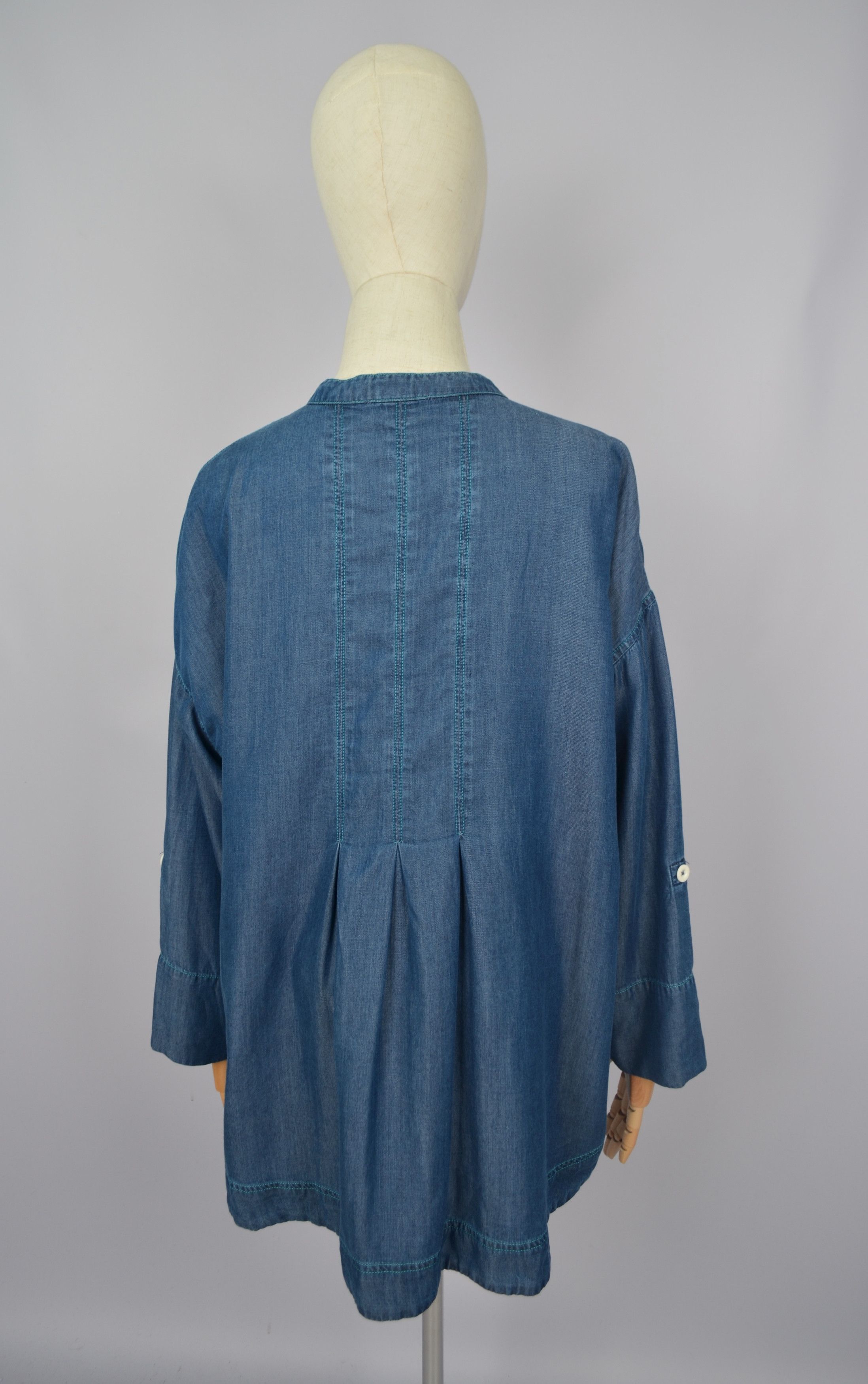 Designer × Sahara Club Sahara Tencell Lyocell Denim Blue Tunic Shirt S-M Oversize Size S / US 4 / IT 40 - 7 Thumbnail