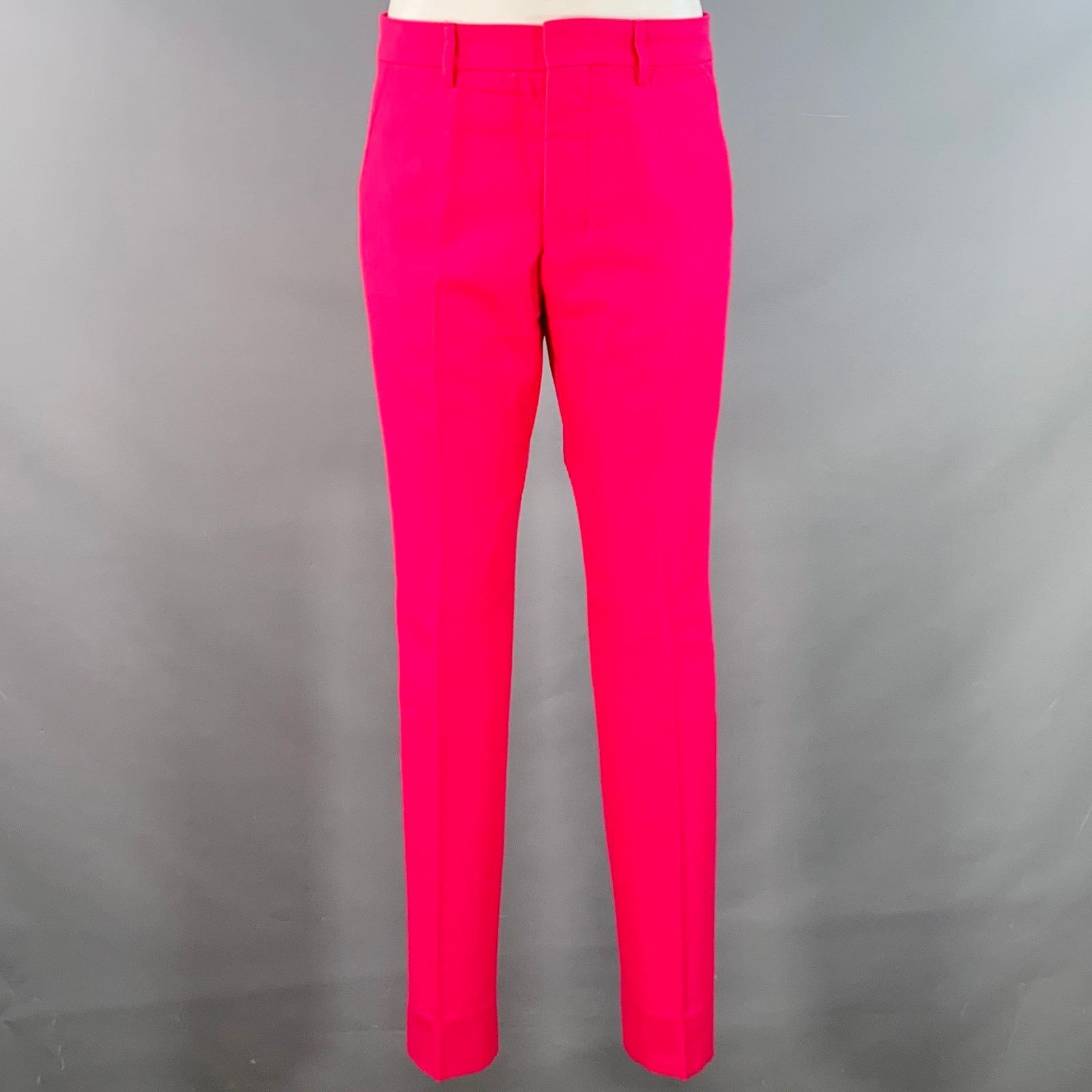AMI Size 36 Fuchsia Pink Black Wool Peak Lapel Suit Size 36R - 5 Thumbnail