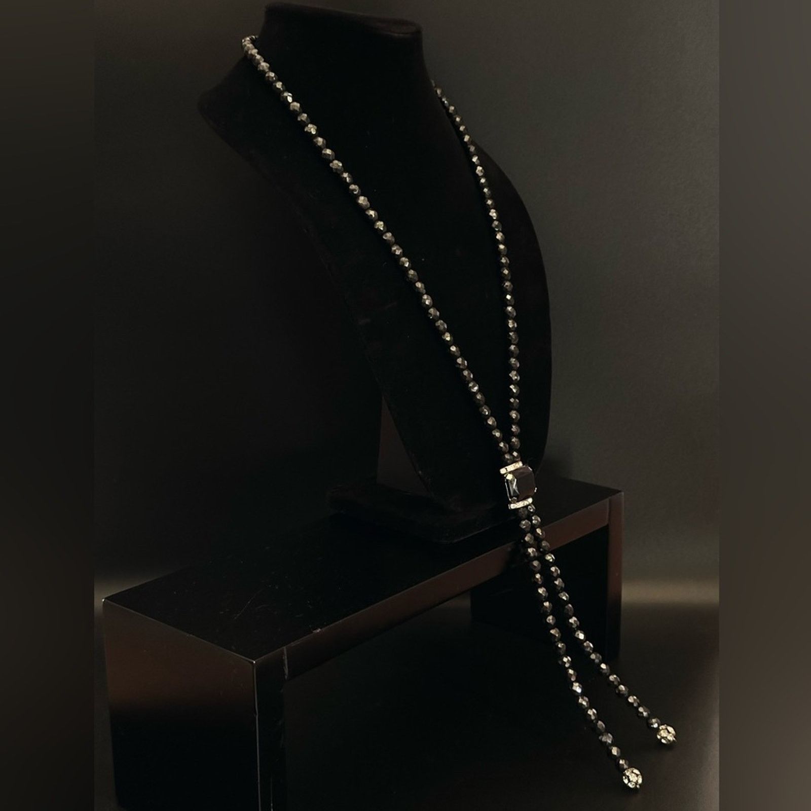 Other Vintage Black Hematite Onyx And CZ Lariat Necklace Size ONE SIZE - 4 Thumbnail