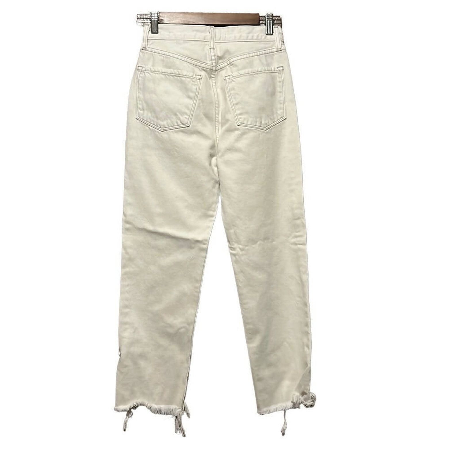 J Brand J Brand Beige High-Rise Raw Hem Straight Leg Cropped Jeans Size 24" / US 00 / IT 34 - 2 Thumbnail