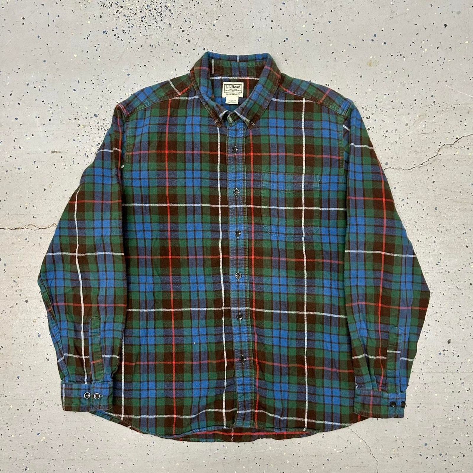 L.L. Bean VTG/Y2K L.L.Bean plaid flannel shirt in blue and green Size US L / EU 52-54 / 3 - 1 Thumbnail
