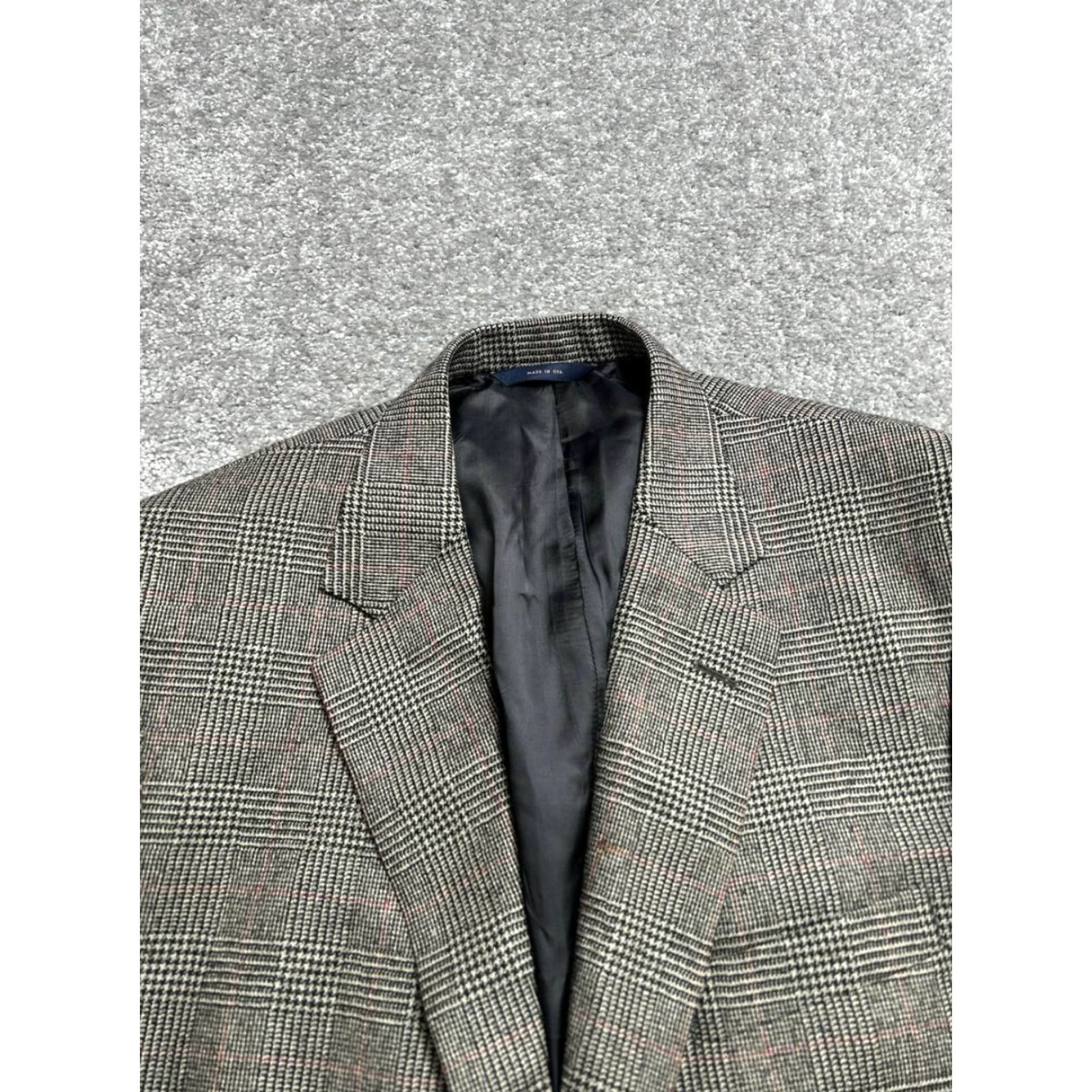 Brooks Brothers VINTAGE Brooks Brothers 1818 Madison Blazer Jacket Mens 44 Long Gray Glen Plaid Size 44R - 3 Thumbnail