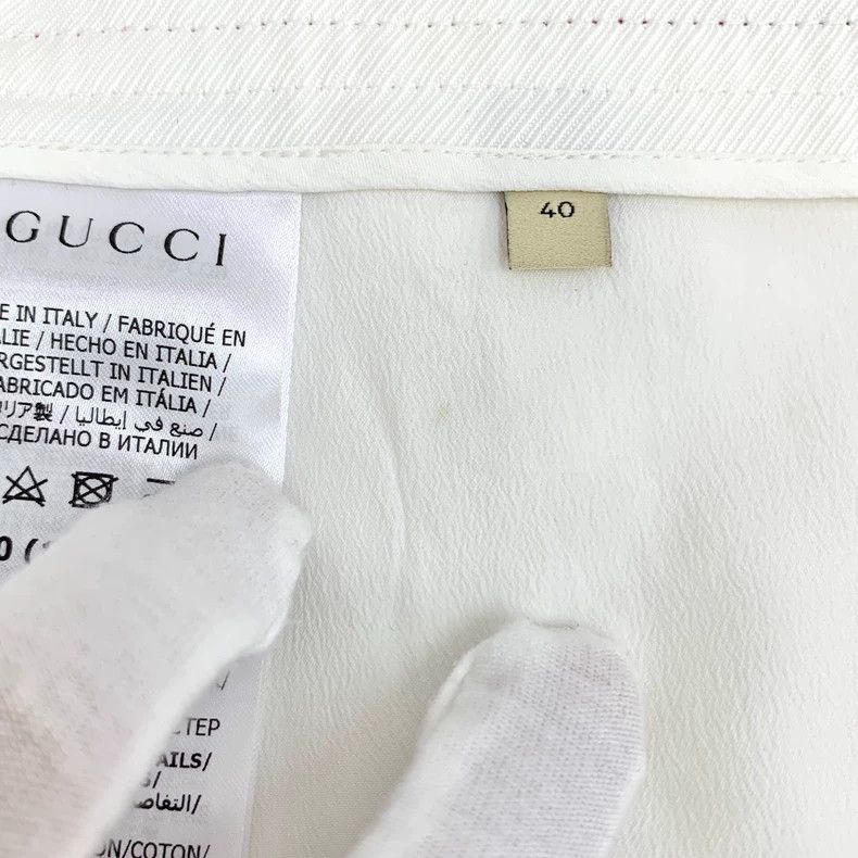 Gucci Gucci 23 white side striped webbing logo embroidered cotto Size 26" / US 2 / IT 38 - 7 Thumbnail