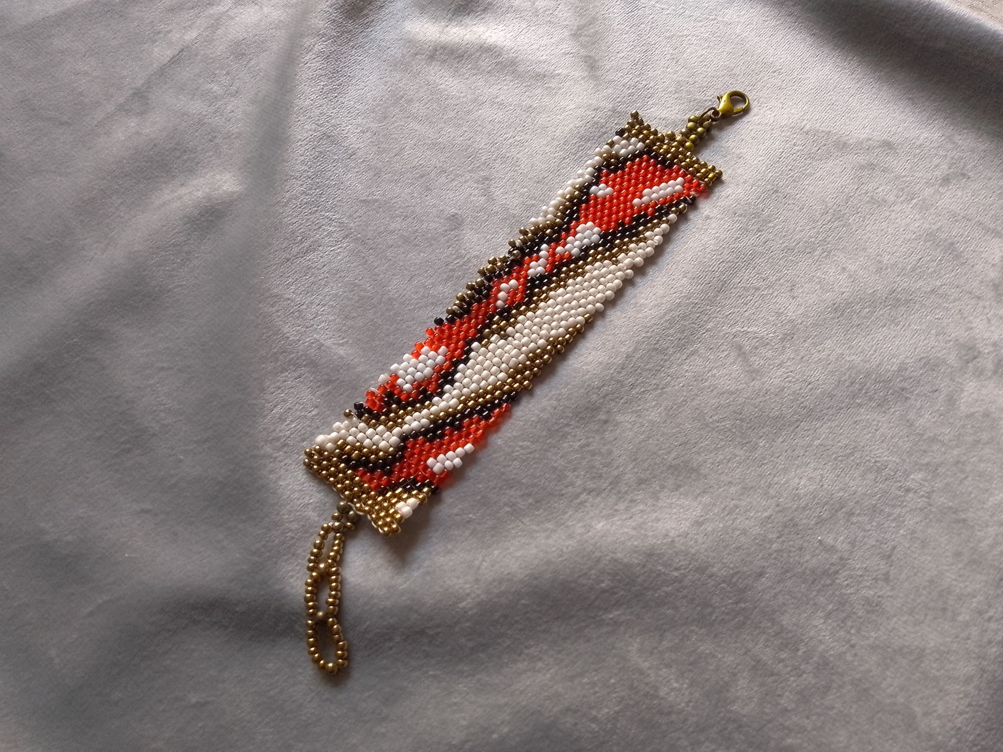 Handmade Bracelet Snake Pattern Beaded Embroidered Elegant Ethnic Size ONE SIZE - 1 Thumbnail