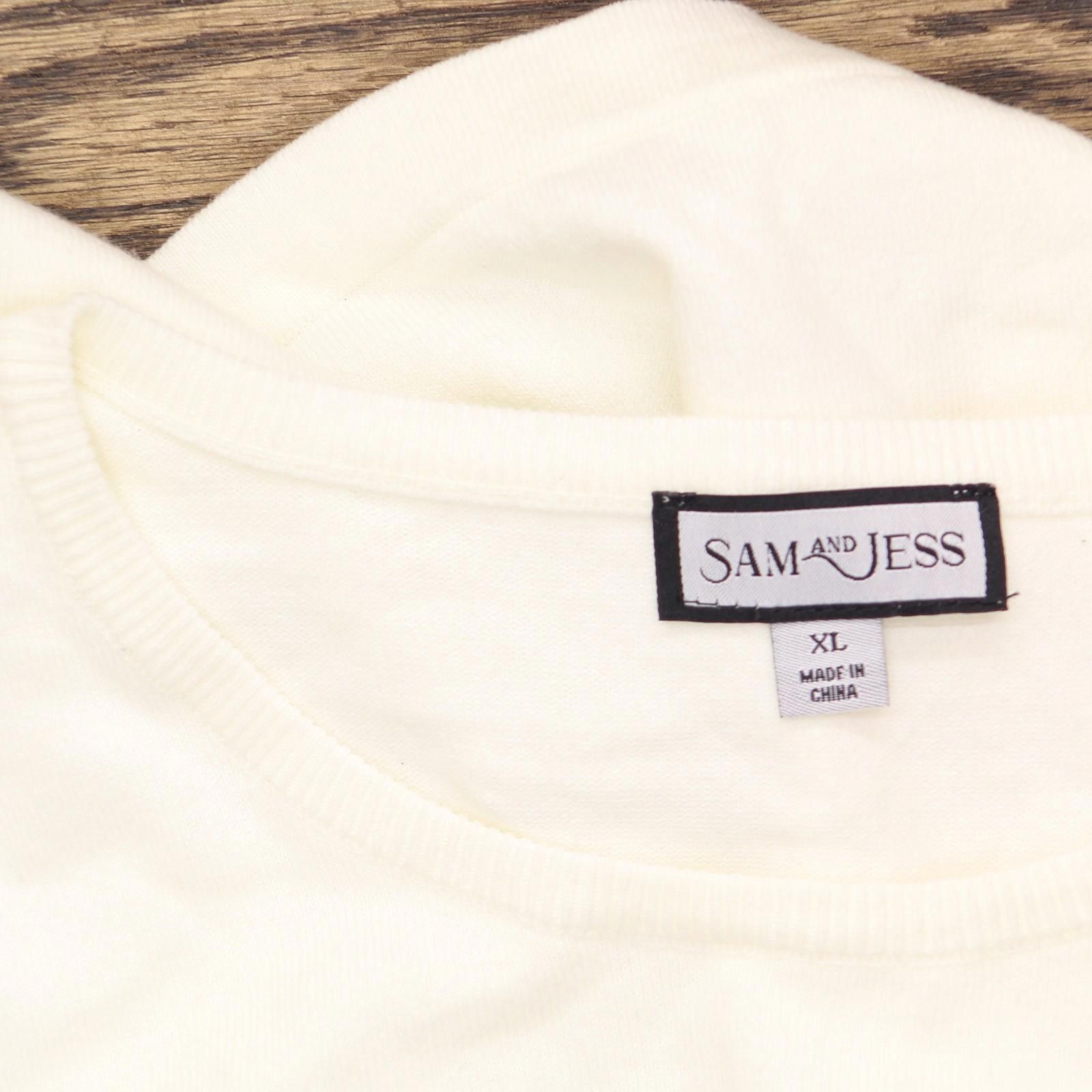 Designer Sam And Jess Puff-sleeve Sweater Top Antique Off White- Xl Size XL / US 12-14 / IT 48-50 - 4 Thumbnail