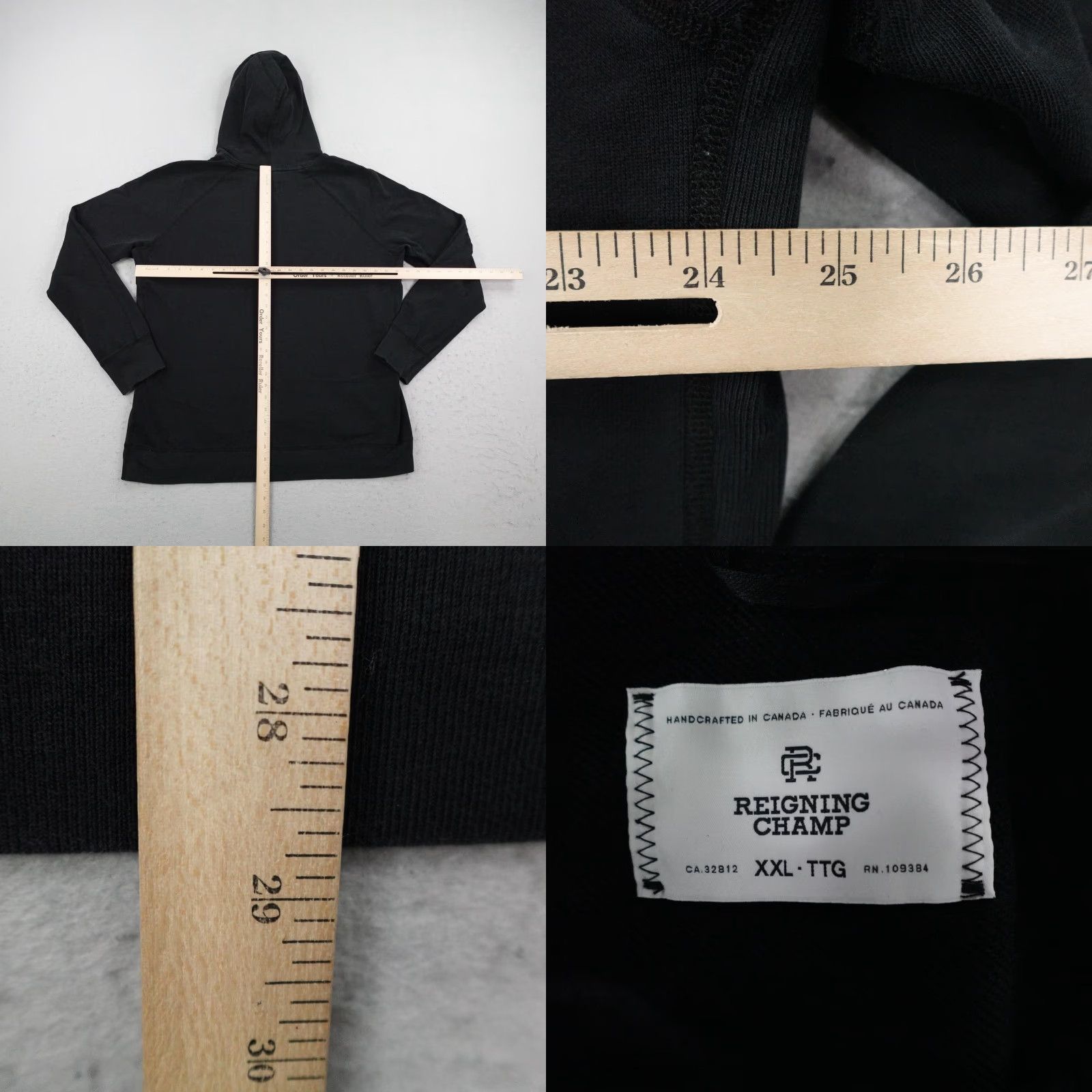 Reigning Champ Reigning Champ Hoodie Mens 2XL Black Pullover Sweatshirt Graphic Print Hooded Pockets Knit Cotton Size US XXL / EU 58 / 5 - 8 Thumbnail