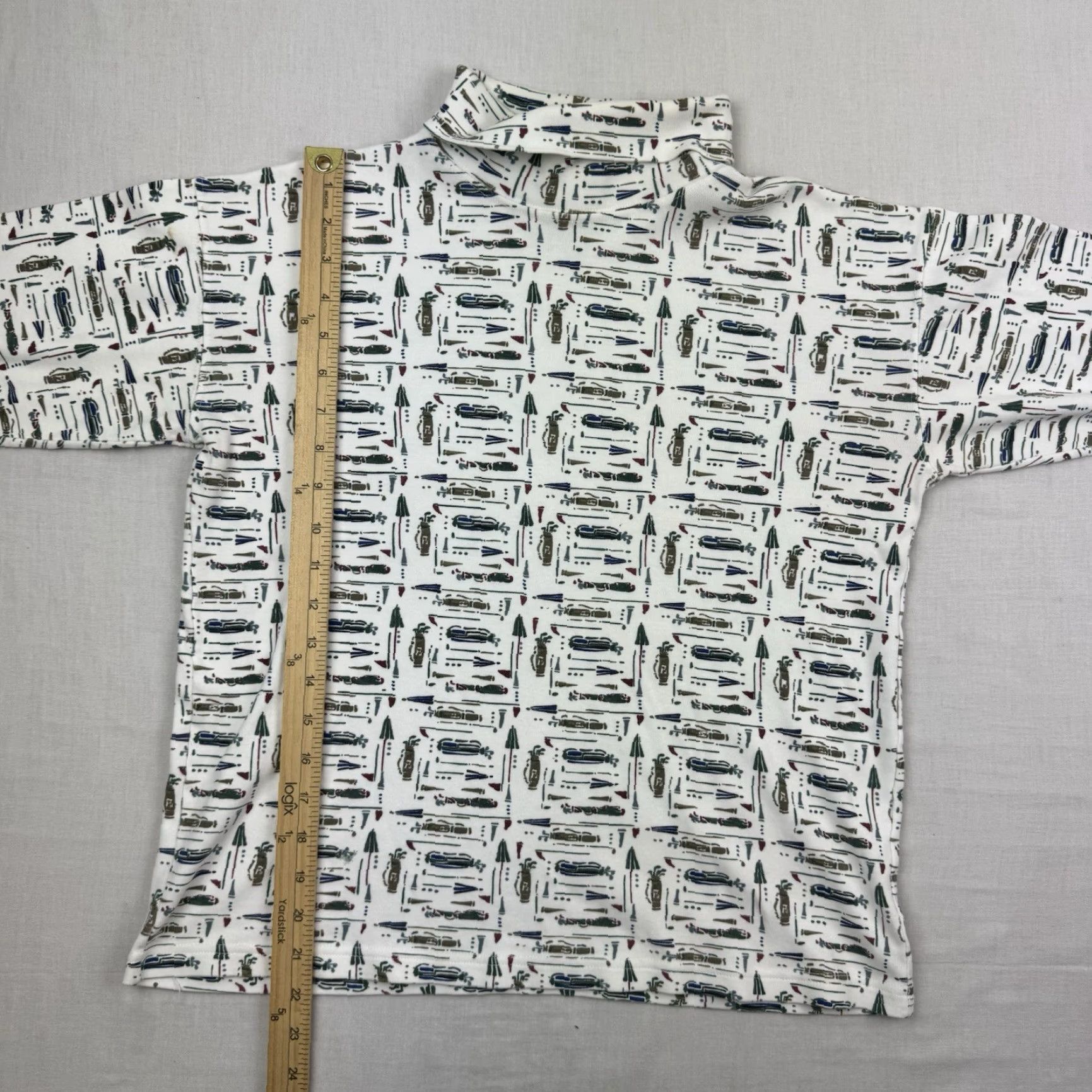 Izod VINTAGE IZOD Turtleneck Shirt Womens Medium Golf Print 90s White Size M / US 6-8 / IT 42-44 - 5 Thumbnail