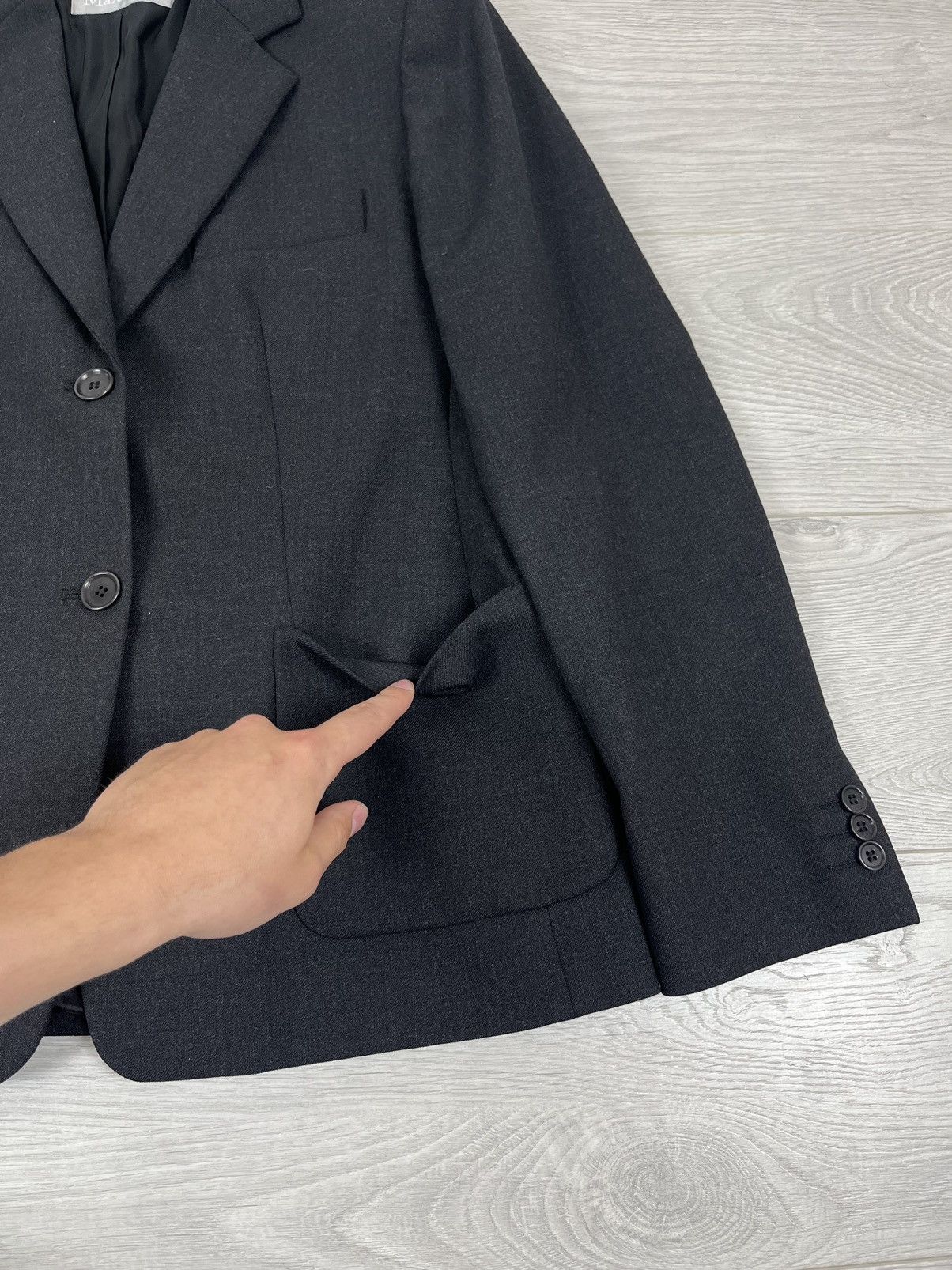 Vintage Max Mara Italy Vintage Black Wool Blazer Jacket Size XL / US 12-14 / IT 48-50 - 7 Thumbnail