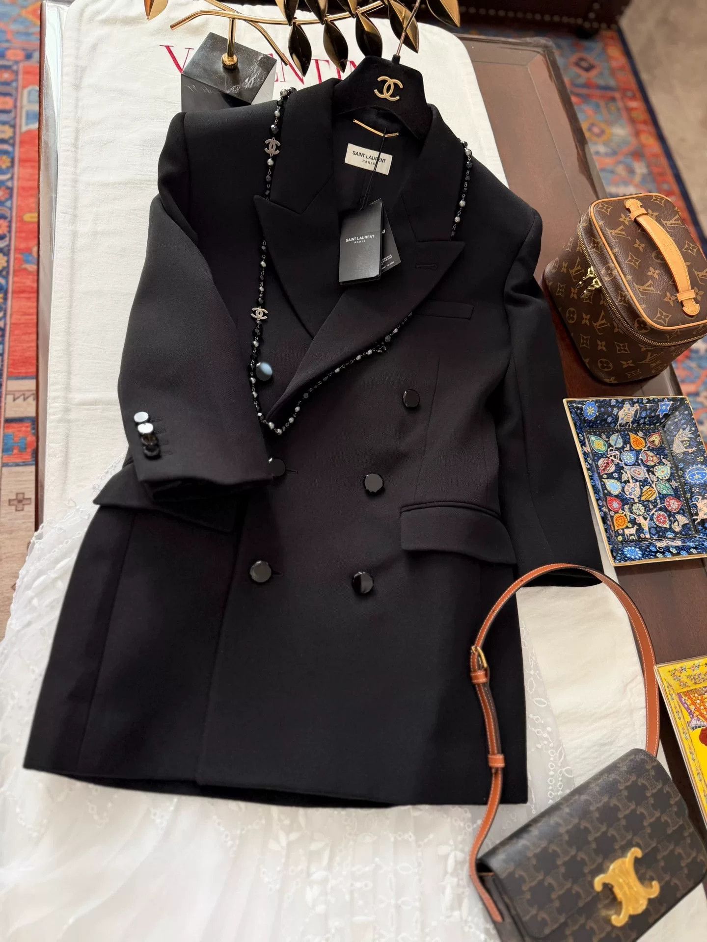 Saint Laurent Paris Saint Laurent Black Double-Breasted Wool Blazer Size M / US 6-8 / IT 42-44 - 1 Thumbnail